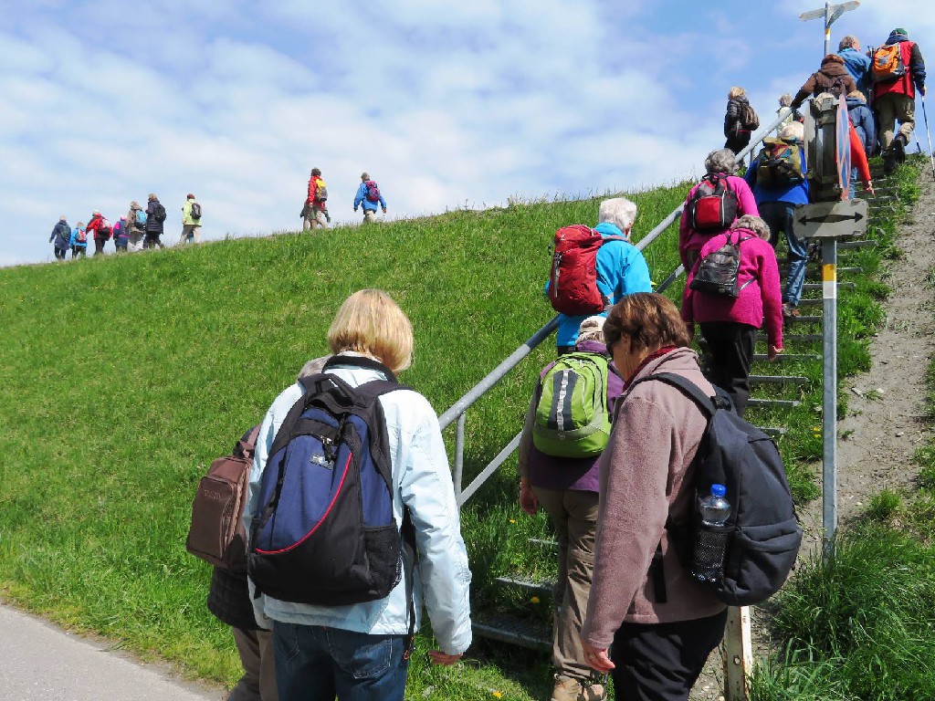 über die Treppe zum Damm