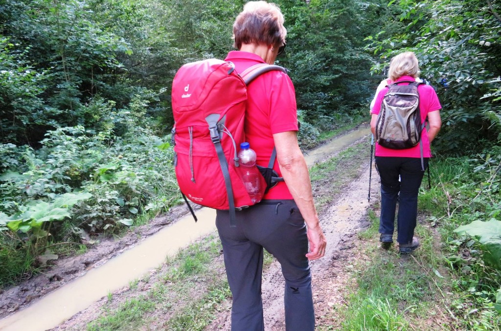 links ein "Barfußweg"