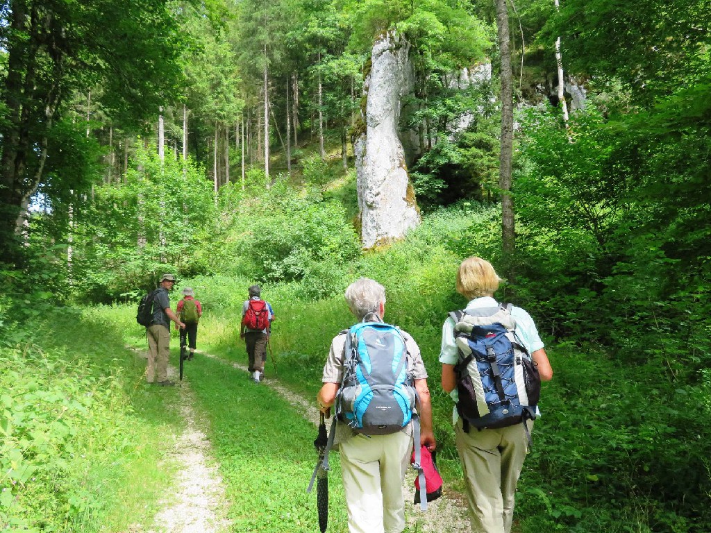vorbei an Kalkfelsen